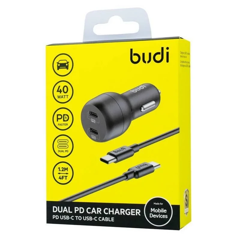 خرید شارژر فندکی Budi CC108RB با گارانتی 18 ماه شرکتی بدون کابل